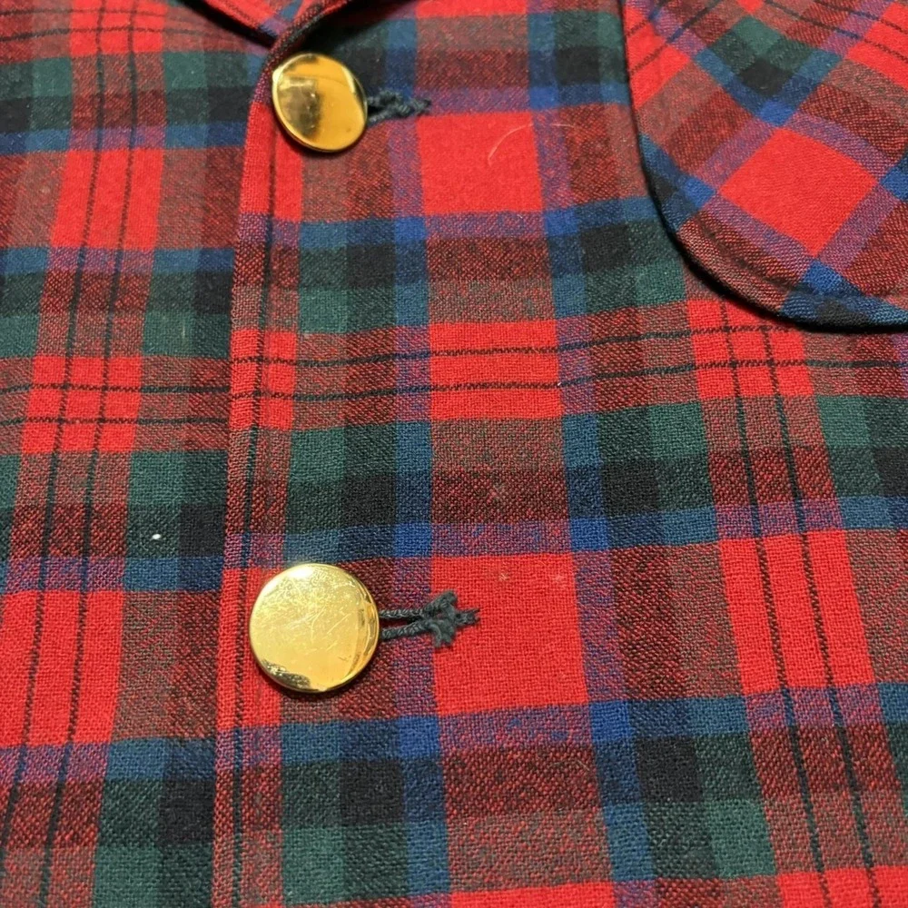 Vtg Pendleton Blazer Jacket Mens Large Red Plaid Wool Hunting Sport Coat 50s 60s